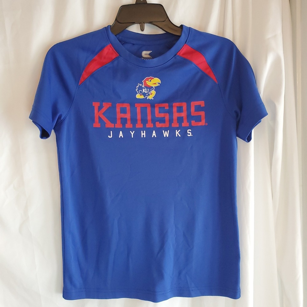Colosseum Youth Kansas‎ Jayhawks Short Sleeve Crew T-Shirt Blue Medium 12-14